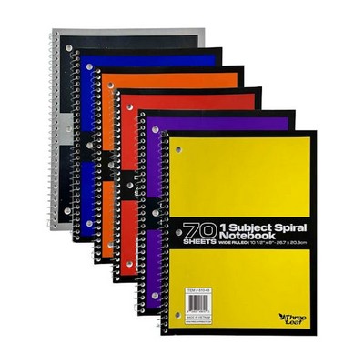 Spiral Notebooks - 70 Sheets, Wide Ruled, Assorted (Case of 48)